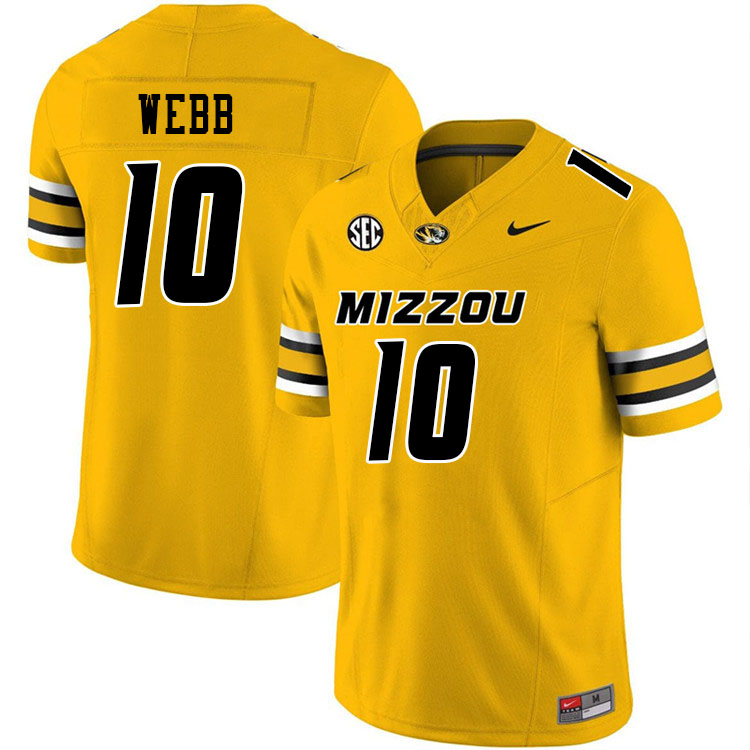 Men #10 Sterling Webb Missouri Tigers College Football Jerseys Stitched-Gold